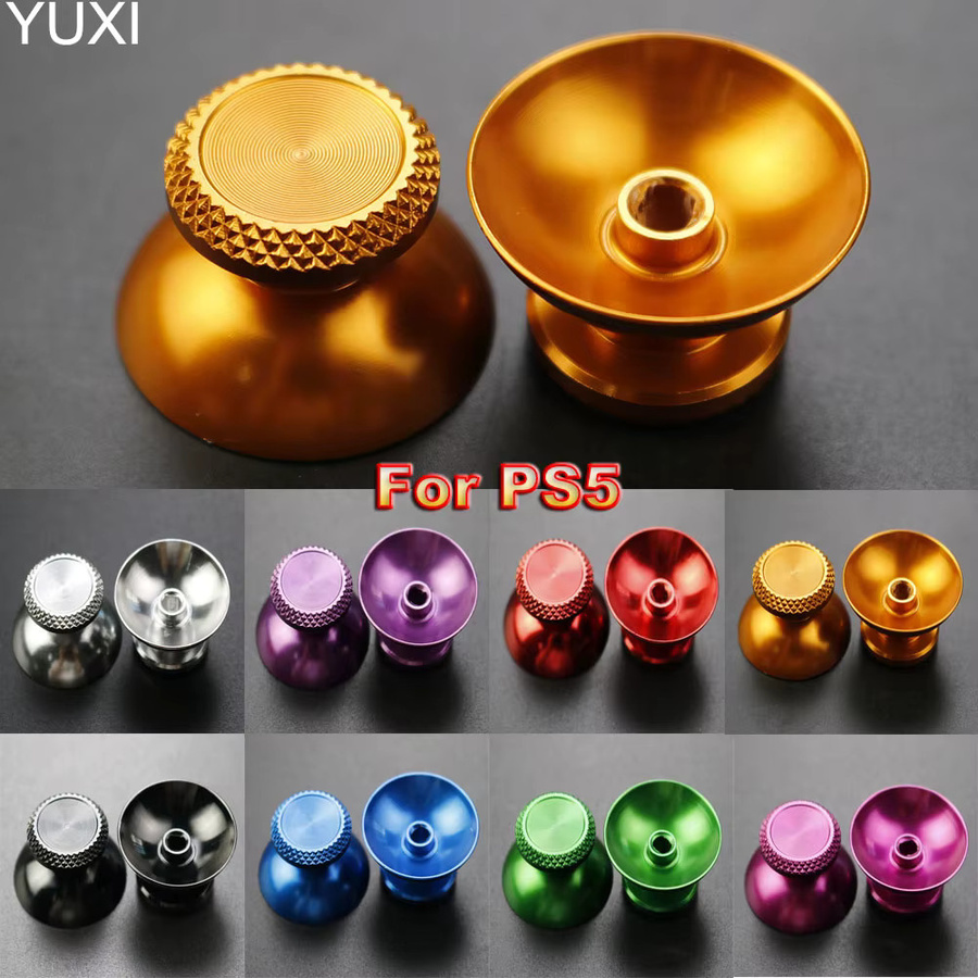 YUXI 2er-Set Metall Analog Joystick Thumbstick Grip Caps Ersatzteile für PS5 Controller in Silber und Multicolour - Bild 2