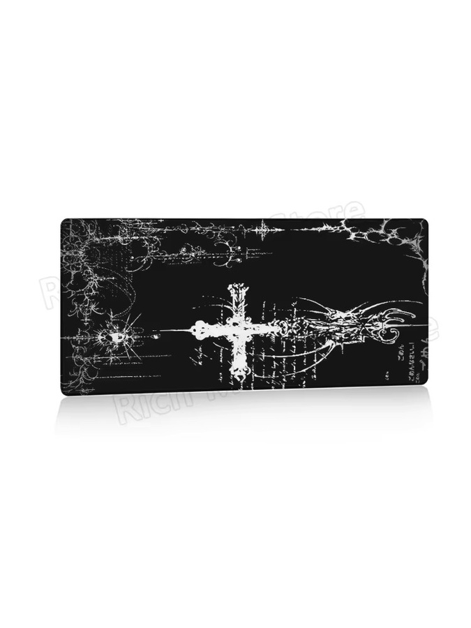 Riccu Cybersigilism Schreibtischunterlage im Gothic Sword Art Design, Schwarz-Weiß, XXL Mousepad für Gaming und Büro - Bild 5