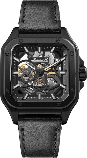 Ingersoll Herrenuhr Automatik, Edelstahl, 45 mm, Leder, Schwarz, 5 ATM - Bild 1