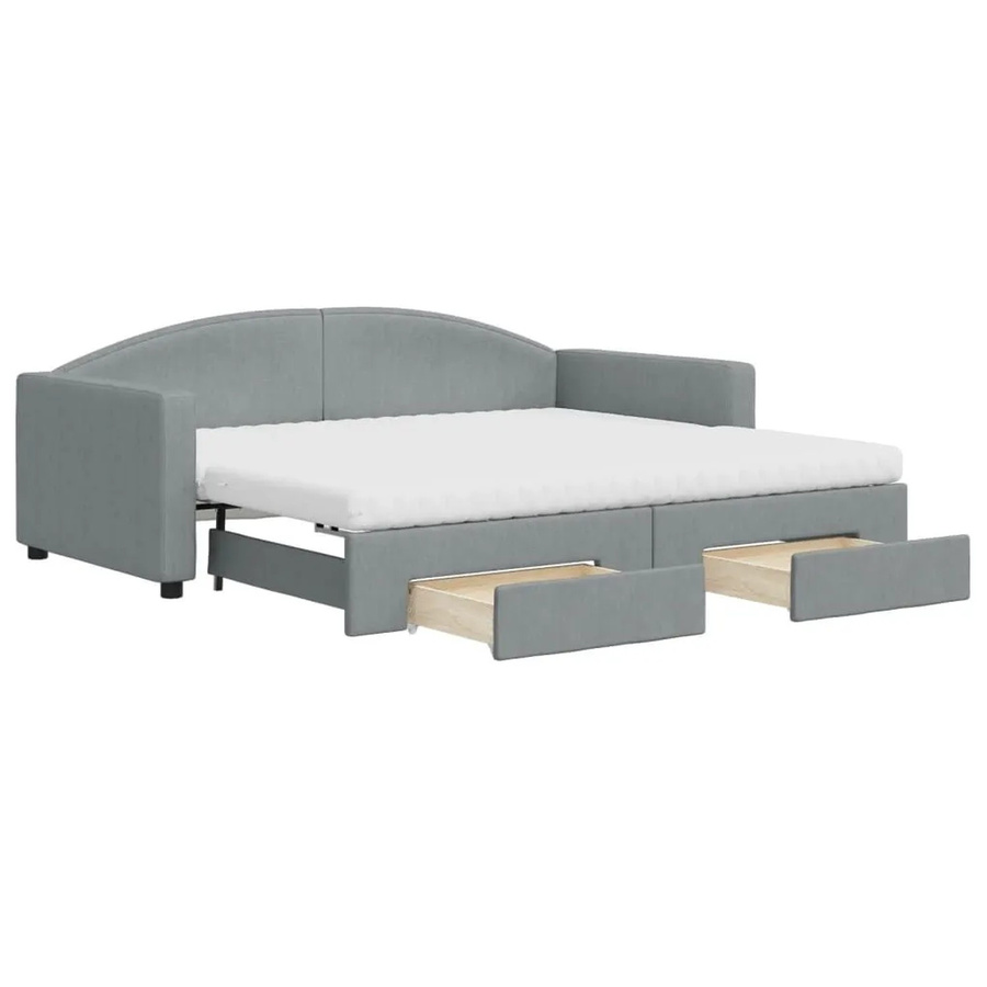 vidaXL Tagesbett ausziehbar mit Schubladen in Hellgrau, B/T/H: 90 x 190 cm - Bild 2