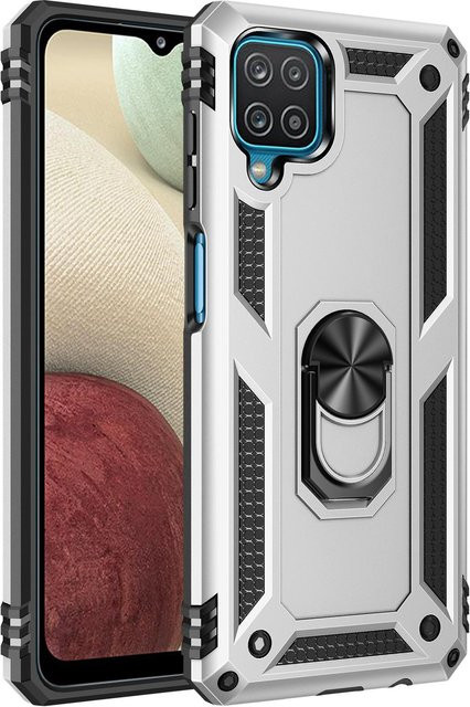 Stoßfeste Ringhalter-Hülle für Samsung Galaxy A12, M12 und F12 in Weiß - Bild 1
