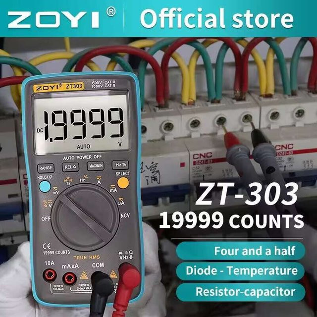ZOYI Digitalmultimeter ZT 301/302/303 True RMS Auto Range Amperemeter Voltmeter mit Smart-Funktion, Kondensator-, Temperatur-, NCV- und Ohm-Tester - Bild 1
