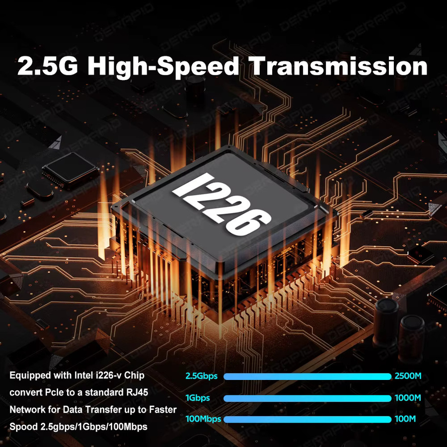 Intel I226-V PCIe Netzwerkadapter 2,5G Gigabit Ethernet RJ45 LAN Controller für Desktop und PC, Schwarz - Bild 2