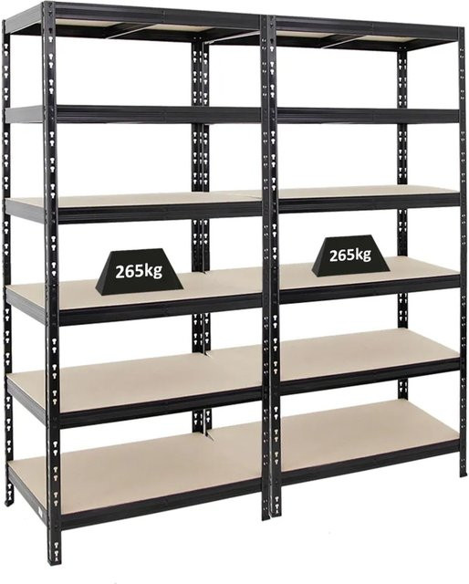2er Set PROREGAL Schwerlastregal Giant Tiger, 6-Ebenen, Schwarz, H x B x T: 200 x 90 x 60 cm, Fachlast 265 kg - Bild 1