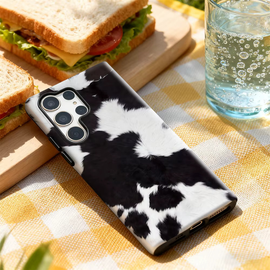Handyhülle mit Kuhmuster für Samsung Galaxy S25 Ultra, S24 und S23 Ultra Plus in Multicolour mit glänzender doppellagiger Rückseite - Bild 3