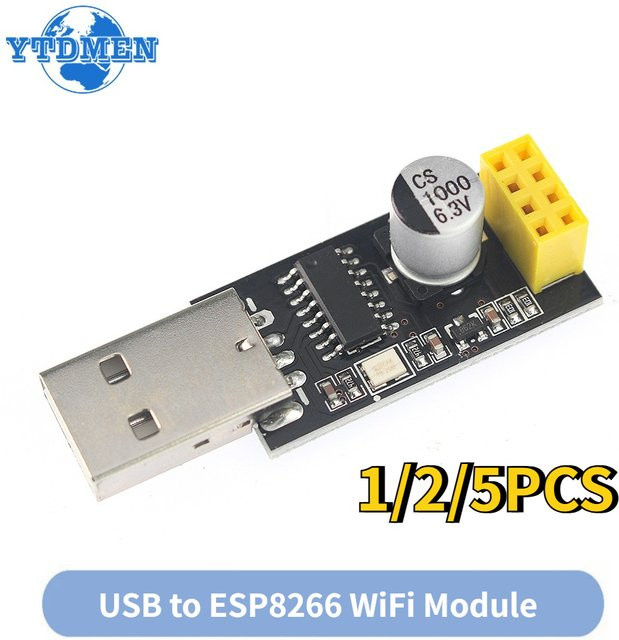 YTDMEN ESP01 Programmierer Adapter USB zu ESP8266 Serielles Drahtloses WiFi Entwicklung Modul in Schwarz - Bild 1