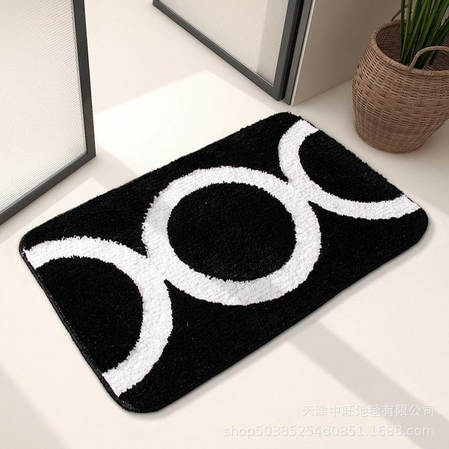 Rutschfeste Bodenmatte im Cartoon-Design aus Polyester, Farbe: Schwarz, B/T: 60 x 40 cm - Bild 1