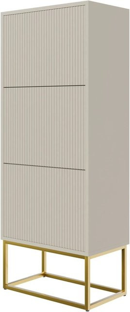 Selsey Schuhschrank Veldio mit Lamellen-Design in Greige und goldfarbenem Gestell, B/T/H: 50 x 30 x 125 cm - Bild 1
