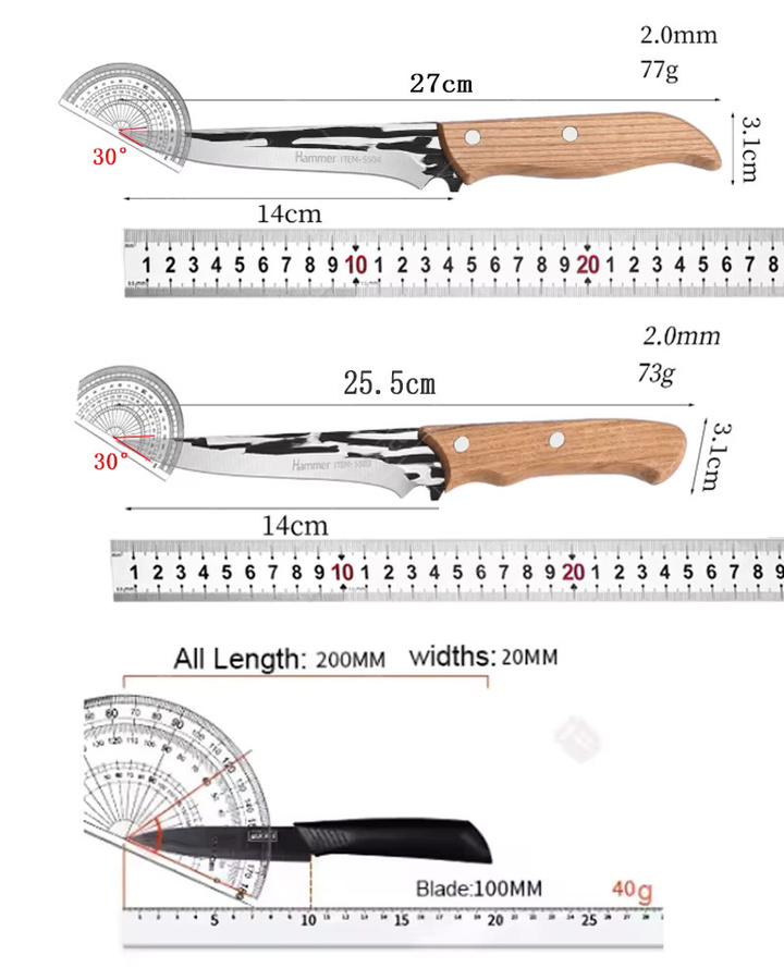 WXCOO Professionelles Ausbeinmesser aus handgeschmiedetem Stahl mit ergonomischem Holzgriff für Fleisch, Obst und Gemüse - Bild 6