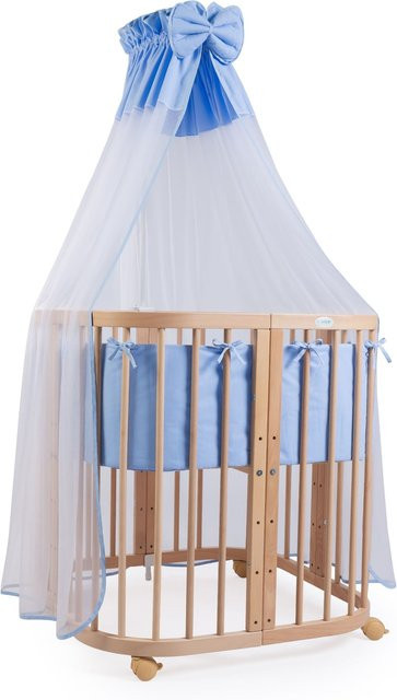 Waldin 7in1 Babybett Kinderbett aus Buchenholz mit Matratze, lackiert - Bild 1