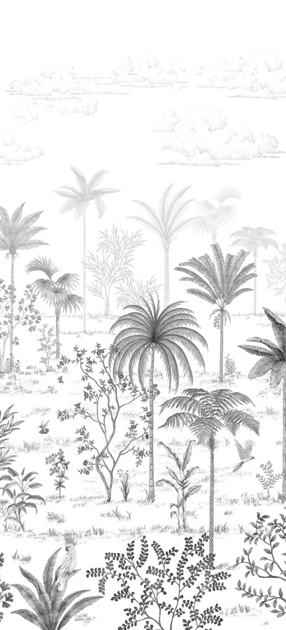Isidore Leroy Fototapete Sur la route de Samarcande in Grau, Vlies-Mural mit floralem und orientalischem Design, Höhe: 260 cm, Breite: 50 cm - Bild 1