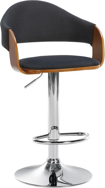 DELUKE Barhocker BOROS mit Lehne, Stoff Walnuss/Schwarz, drehbar, B/T/H: 50 x 49 x 89 cm - Bild 1