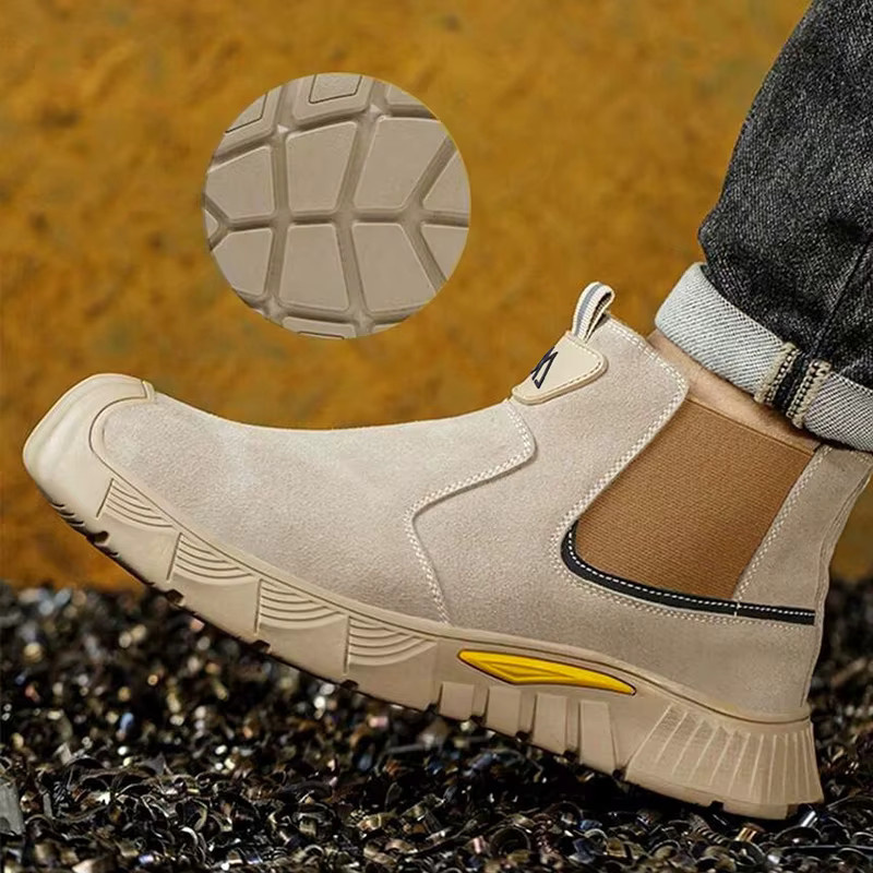 Yuxiang Sicherheitsschuhe für Herren in Beige mit Stahlkappe und Durchtrittschutz für Bergbau und Bauwesen - Bild 3