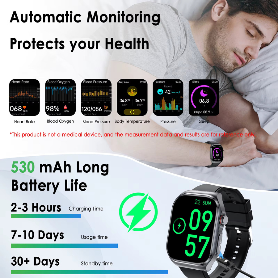 Marsyu Smartwatch, Schwarz, Silikon - Bild 3