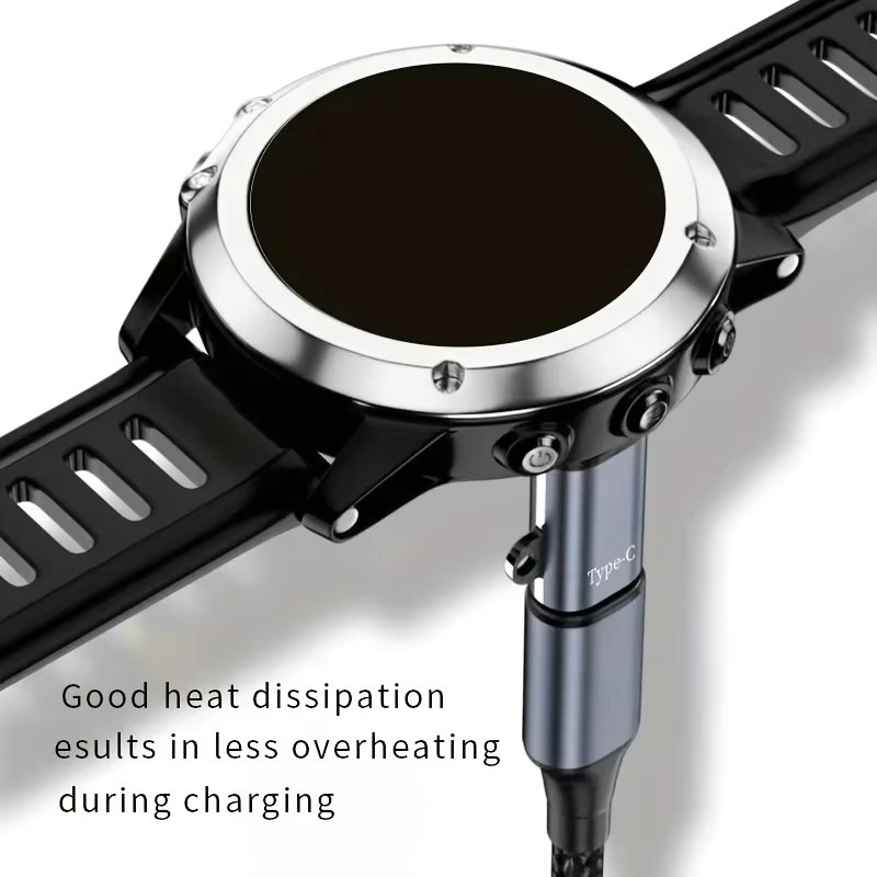 USB-C Ladeadapter für Garmin Smartwatches in Schwarz, kompatibel mit Vivoactive, Venu, Instinct, Fenix und Forerunner Serien - Bild 3
