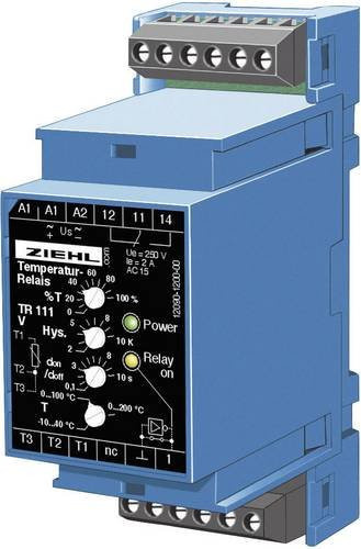 Ziehl TR 111 Temperaturregler Pt100 -10 bis +200°C Relais 5A Blau B/T/H: 58 x 35 x 90 mm - Bild 1