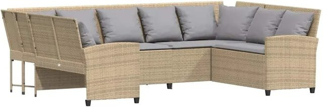 vidaXL Gartensofa L-Form aus Polyrattan in Beige mit Kissen und UV-beständigen Bezügen - Bild 1