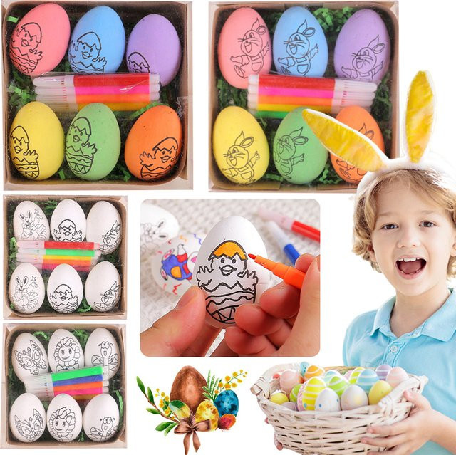 APWIKOGER DIY Malerei Ostereier mit Farbe Stift, Bastelset, Ostern - Bild 1