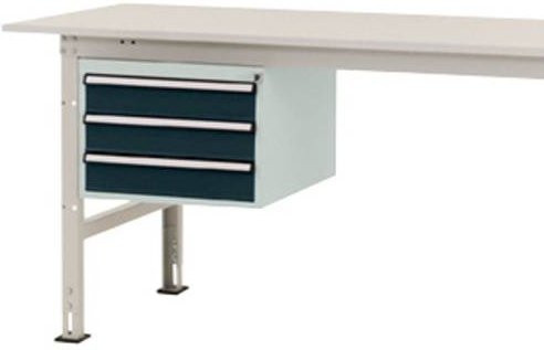 Manuflex PACKPOOL Gehäuse-Unterbau AS0004.7016 in Anthrazit und Weiß mit 3 Schubfächern, Nutzhöhe: 30 cm, für Tischtiefe: 80 cm - Bild 1