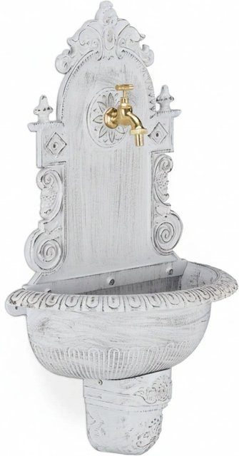 Relaxdays Wandbrunnen aus Aluminiumguss in Weiß Antik, B/T/H: 75 x 44 x 22 cm - Bild 1