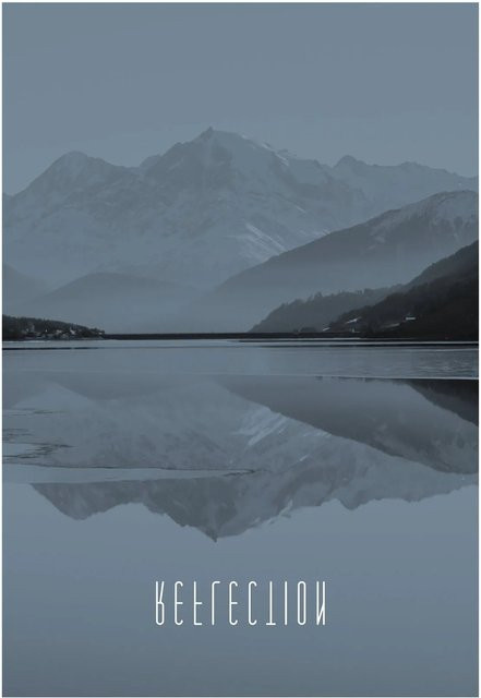 Komar Wandbild Word Lake in Steel Grey, Poster auf Fotopapier, Breite: 50 cm, Höhe: 70 cm - Bild 1