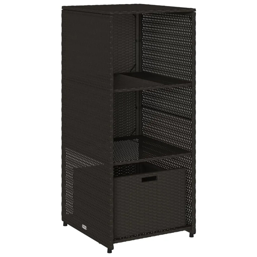 vidaXL Gartenschrank aus Poly-Rattan in Schwarz mit Türen und Regalböden, B/T/H: 50 x 55 x 115 cm - Bild 2