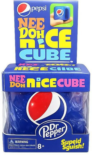 NeeDoh Dr Pepper Nice Cube Squishy, Weicher Quetsch-Fidget-Würfel, blue - Bild 1