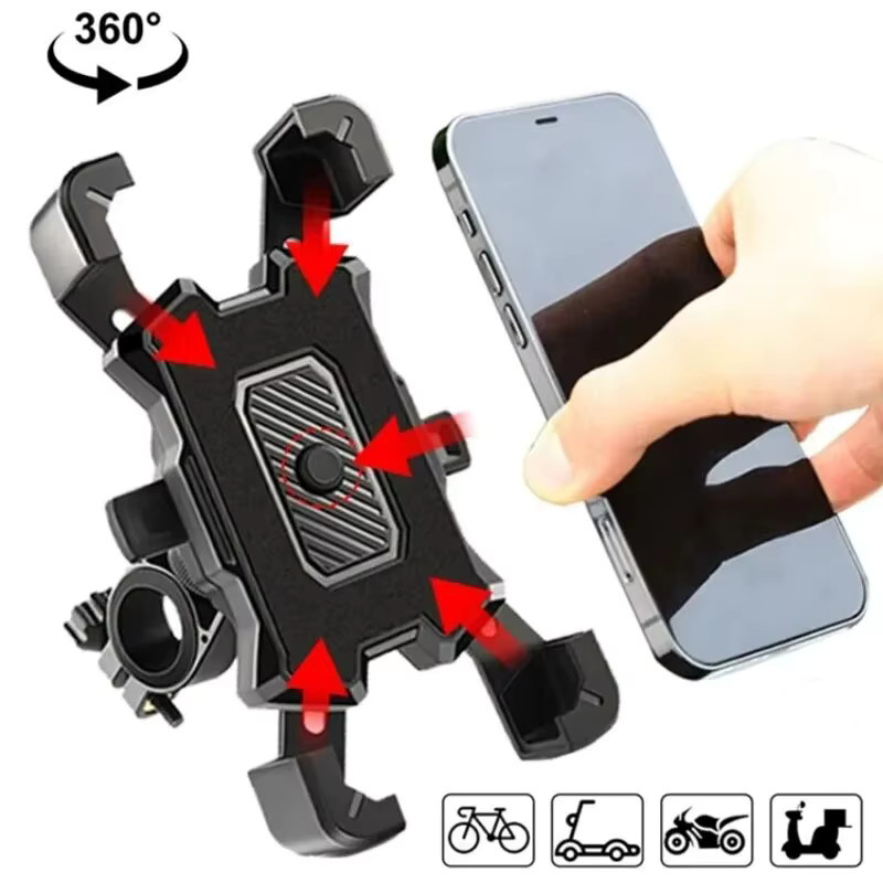 PHONEPACE 360 Grad drehbarer und rutschfester Fahrrad-Handyhalter in Schwarz, universelle Halterung für MTB, Fahrrad, Motorrad und Roller - Bild 3
