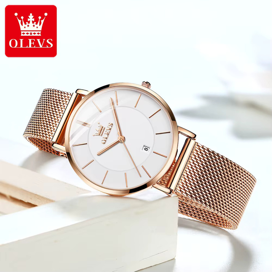 OLEVS Armbanduhr Edelstahl, Quarz, Weiß, Damen - Bild 2