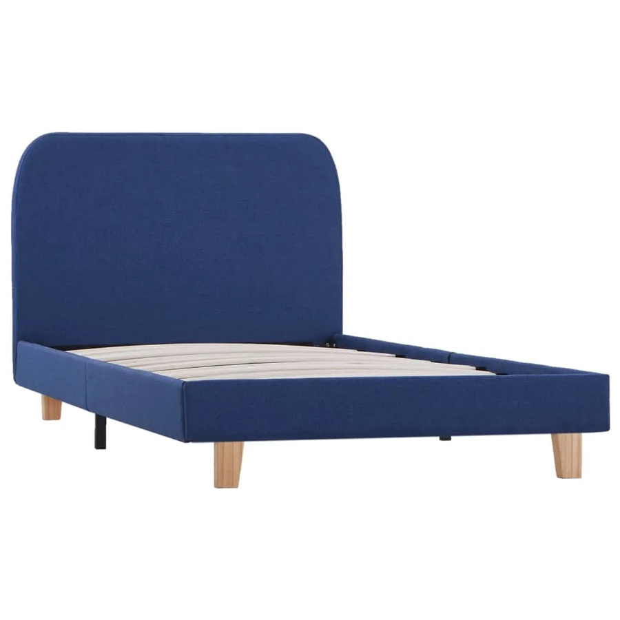 vidaXL Bettgestell aus Stoff in Blau mit Kiefernholz und Metall, B/T/H: 90 x 200 x 80 cm - Bild 2