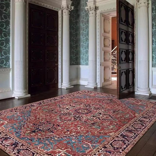VIKAMA Retro Teppich im orientalischen Design, Plüsch Bodenmatte für Wohnzimmer und Schlafzimmer, Multicolour - Bild 1