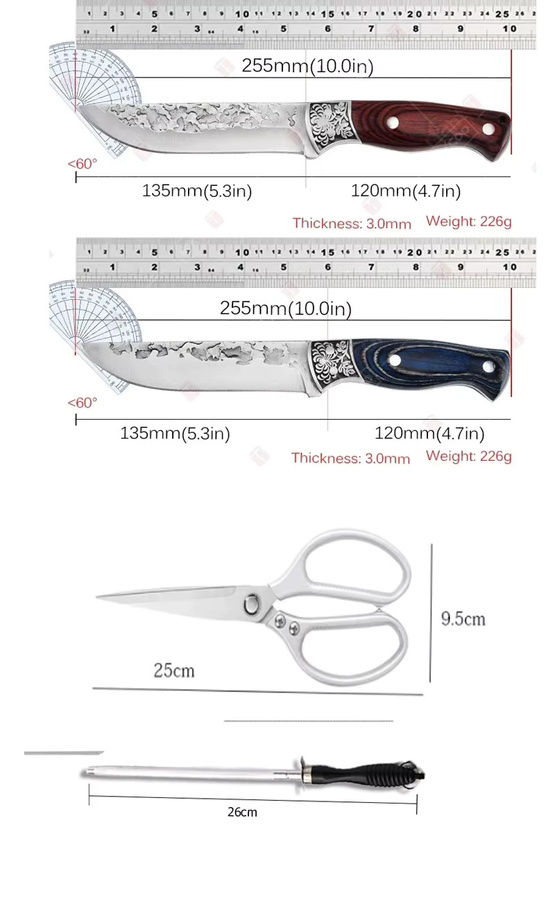 WXCOO Multifunktionales Küchenmesser aus Edelstahl als Entbeinsmesser und Metzgermesser mit integrierter Schere für BBQ-Zubehör - Bild 4