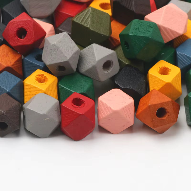 Laudsong Holzperlen, achteckige geometrische Würfel, gemischte Farben - Bild 3
