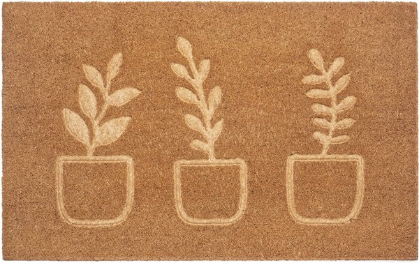 NYVI Kokos-Fußmatte Blumen mit rutschfester Unterseite für Innen und Außen, Farbe: Braun, B x T: 45 x 75 cm