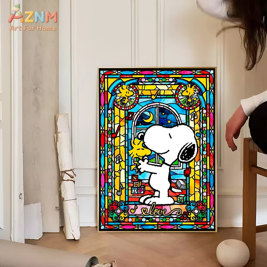 AZNM Snoopy Peanuts Leinwandgemälde ohne Rahmen, mehrfarbiges Wandkunst Poster für deine Heimdekoration - Bild 3