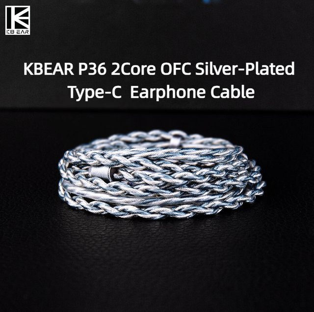KBEAR P36 2Core OFC Versilbertes HiFi-Kopfhörerkabel mit 0,78 2PIN und USB-C Anschluss in Blau und Silber für In-Ear Kopfhörer - Bild 1