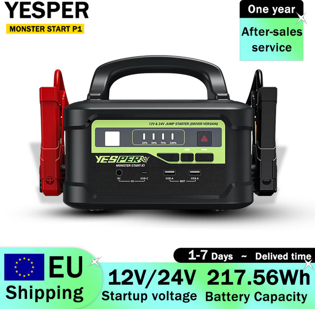 YESPER MONSTER START P1 Tragbare Auto-Starthilfe 12V/24V in Schwarz mit 217,56Wh Kapazität - Bild 1