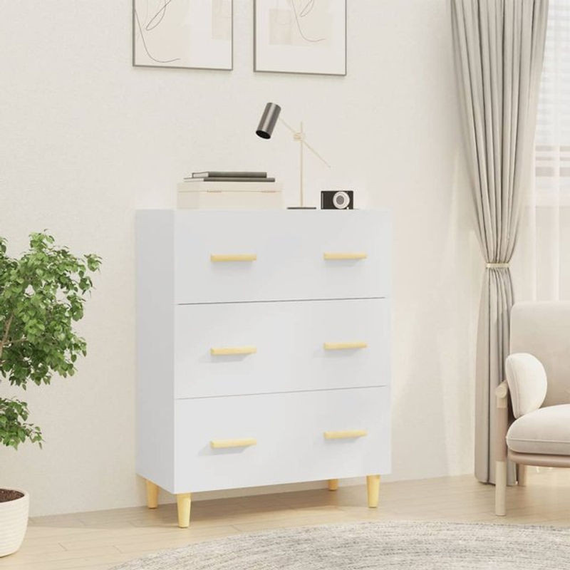 Vidaxl Sideboard in Weiß aus Holzwerkstoff im klassischen skandinavischen Design, B/T/H: 70 x 34 x 90 cm - Bild 1