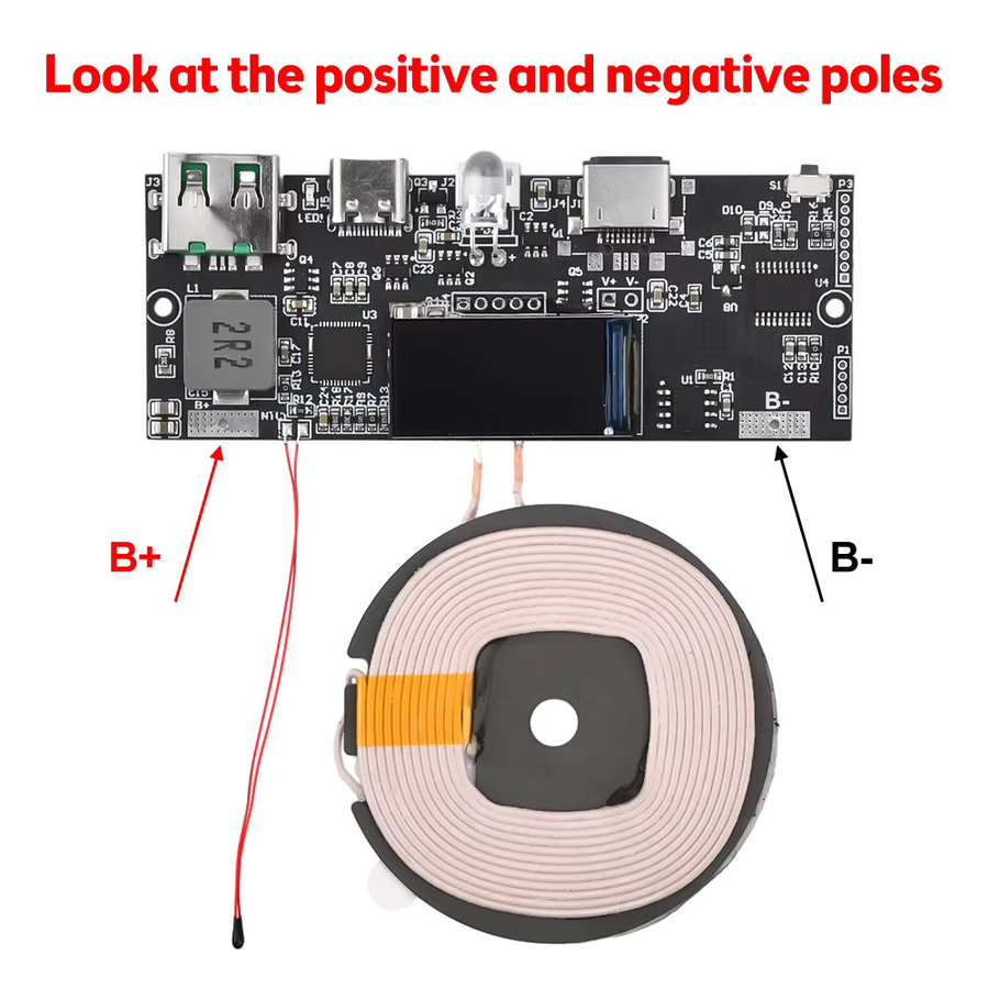 22,5W Schnelles Kabelloses Lademodul mit USB-A Typ-A, unterstützt SCP, VOOC, QC, PD und PPS Protokolle, Schwarz - Bild 2