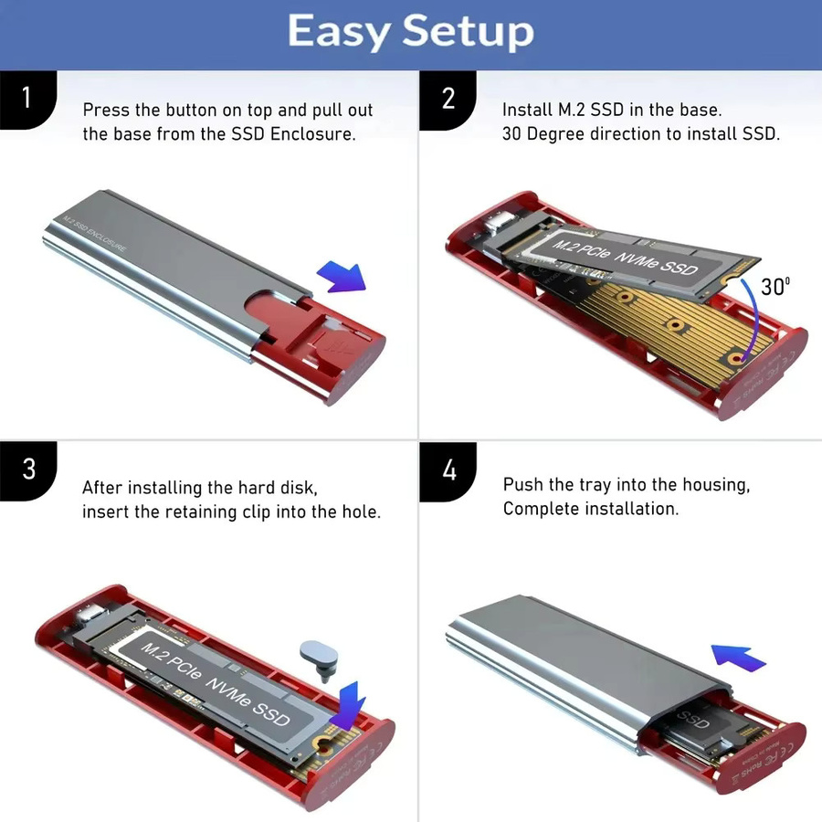 Kebidu M.2 SSD-Gehäuse mit Dual Protocol für NVMe und SATA, 10 Gbit/s USB 3.1 Adapter mit USB-C Anschluss für PC und Laptop - Bild 5