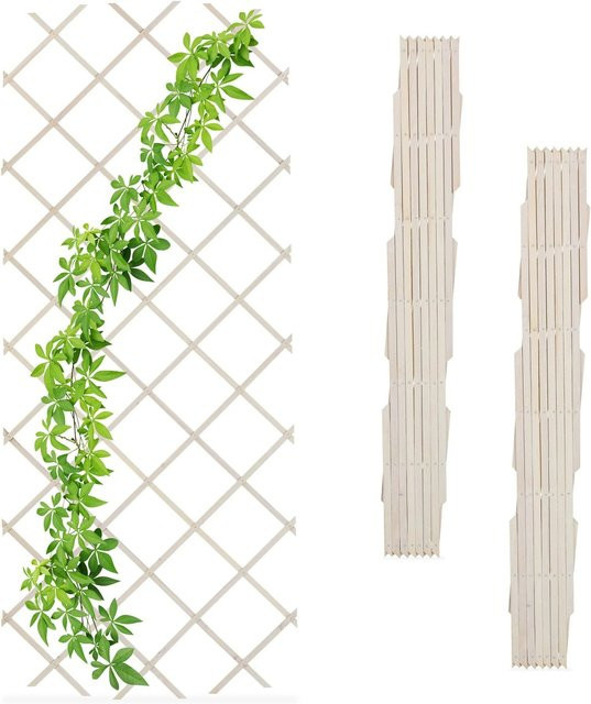 Relaxdays Rankgitter 3er Set aus Tannenholz in Weiß, ausziehbar zur Wandmontage für Garten, Terrasse und Balkon, B: 90 cm, H: 180 cm, T: 1,5 cm - Bild 1