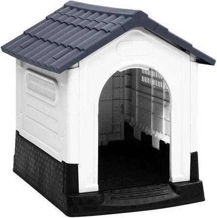 vidaXL Hundehütte aus Polypropylen in Grau, wetterfest mit erhöhtem Boden, B/T/H: 57 x 68 x 66 cm