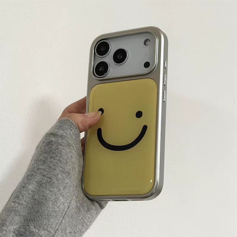 DecoPhone Handyhülle mit gelben Linien und lächelndem Gesicht für iPhone XR/11/12/13/14/15/16/17 ProMax, Farbe: Gelb - Bild 2