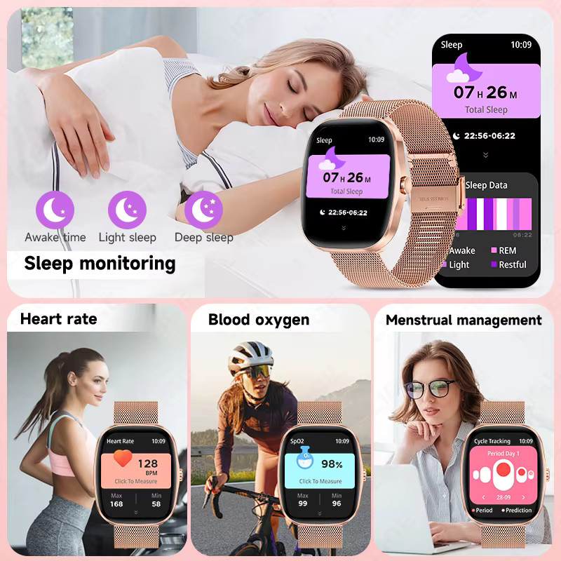 LIGE Smartwatch für Damen und Herren mit Herzfrequenz- und Schlafüberwachung, Bluetooth-Anruf und wasserdicht, in Gold und Schwarz - Bild 5