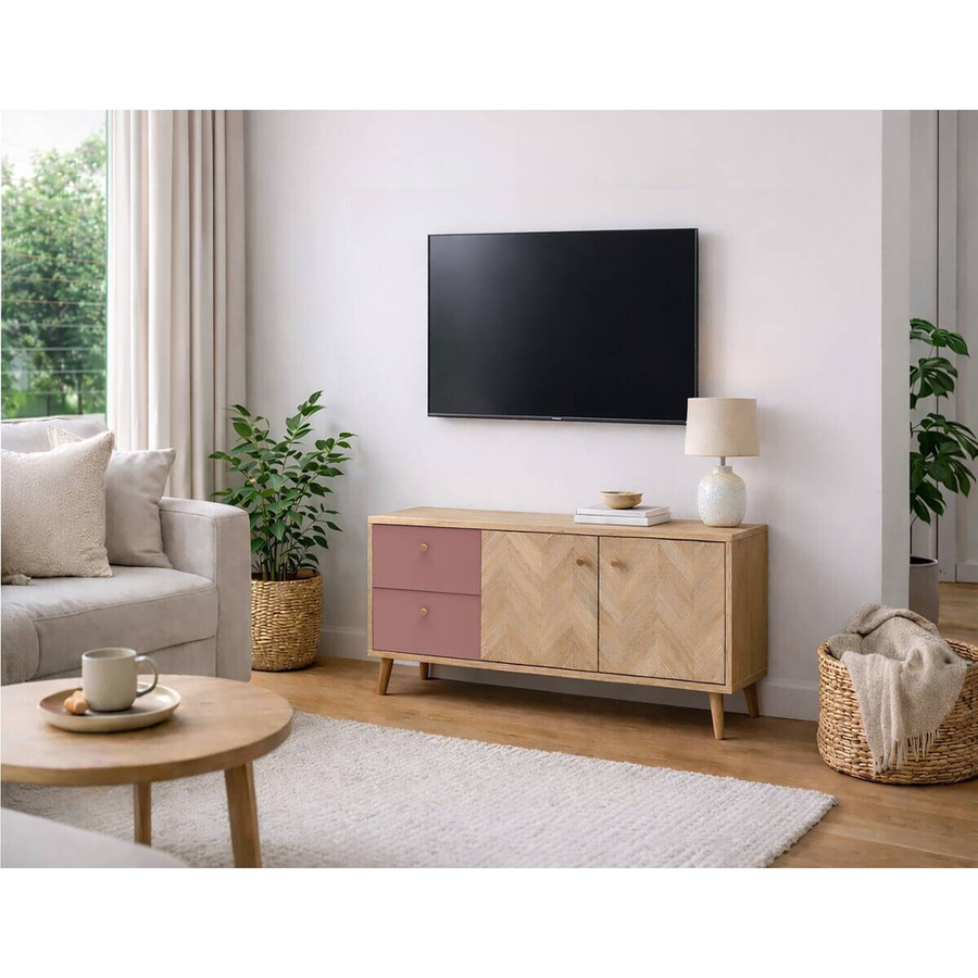 Schildmeyer Lowboard Visby Eiche Mauve Fischgräten Design B/H/T: 109 x 44,1 x 33,05 cm - Bild 2