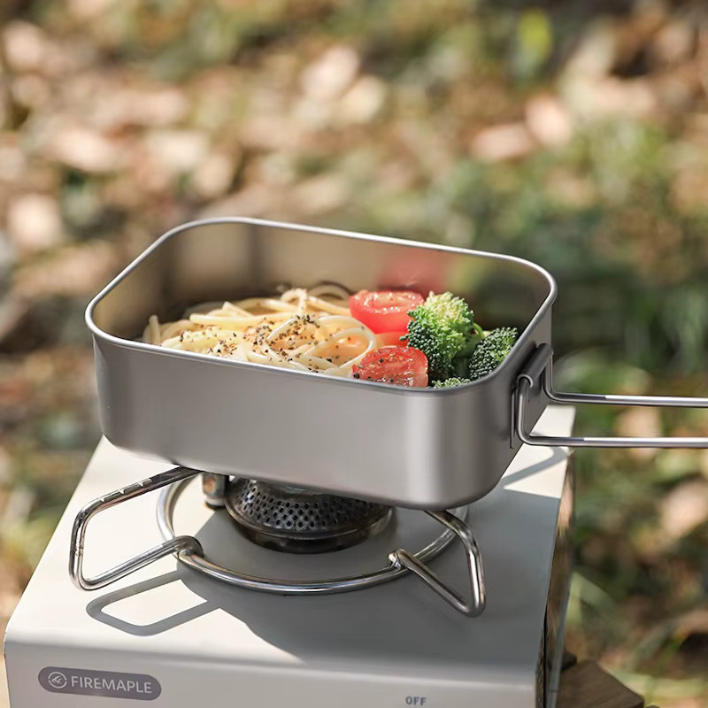 Xbees Outdoor Titan-Lunchbox aus Titan, 900ml rechteckige Camping-Kochbox für Picknicks - Bild 2