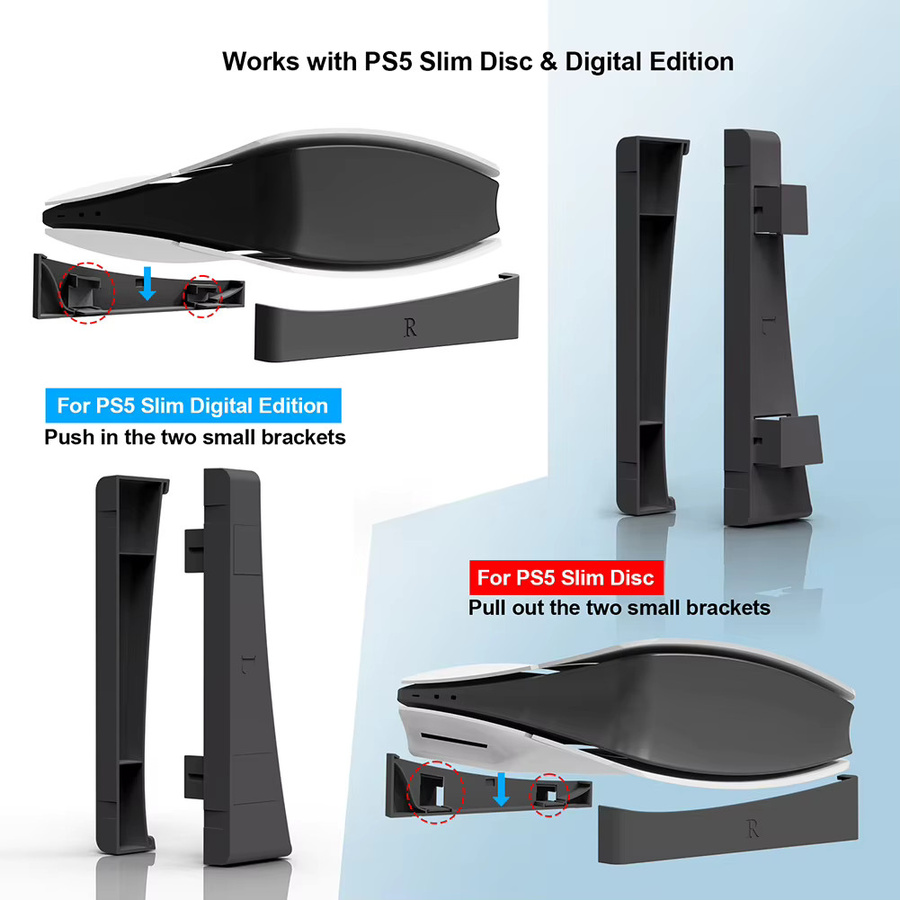 ALLOET Horizontaler Ständer für Playstation 5 Slim Disc und Digital Edition in Schwarz - Bild 5