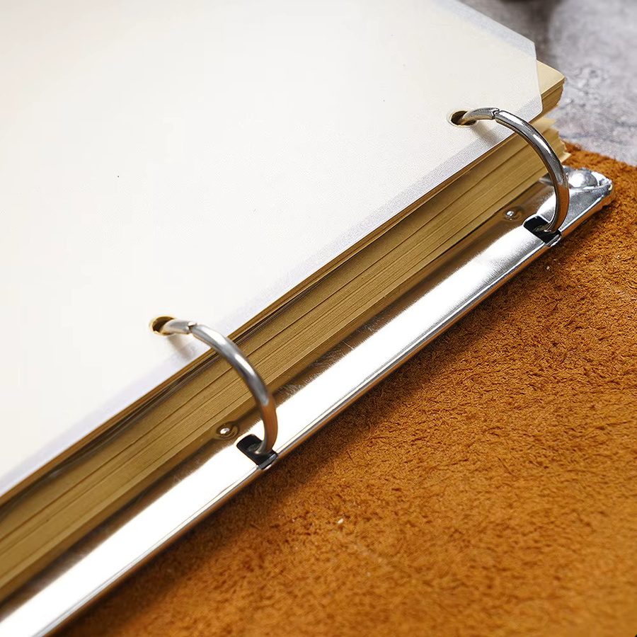 QKX Rindsleder Notizbuch A4 in Braun mit blanko Seiten im Retro-Stil - Bild 3