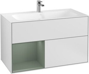 V&B Waschtischunterschrank Finion mit Wandbeleuchtung, Farbe Weiß lackiert, B/H: 99,6 x 49,8 cm - Bild 1