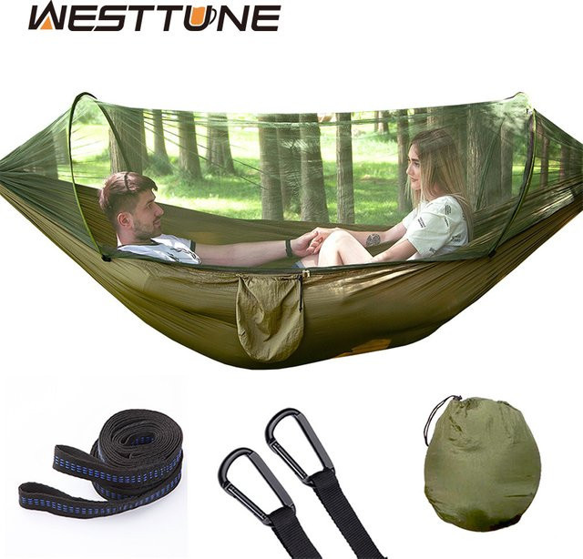 WESTTUNE Outdoor-Camping-Hängematte mit Moskitonetz in Schwarz S - Bild 1
